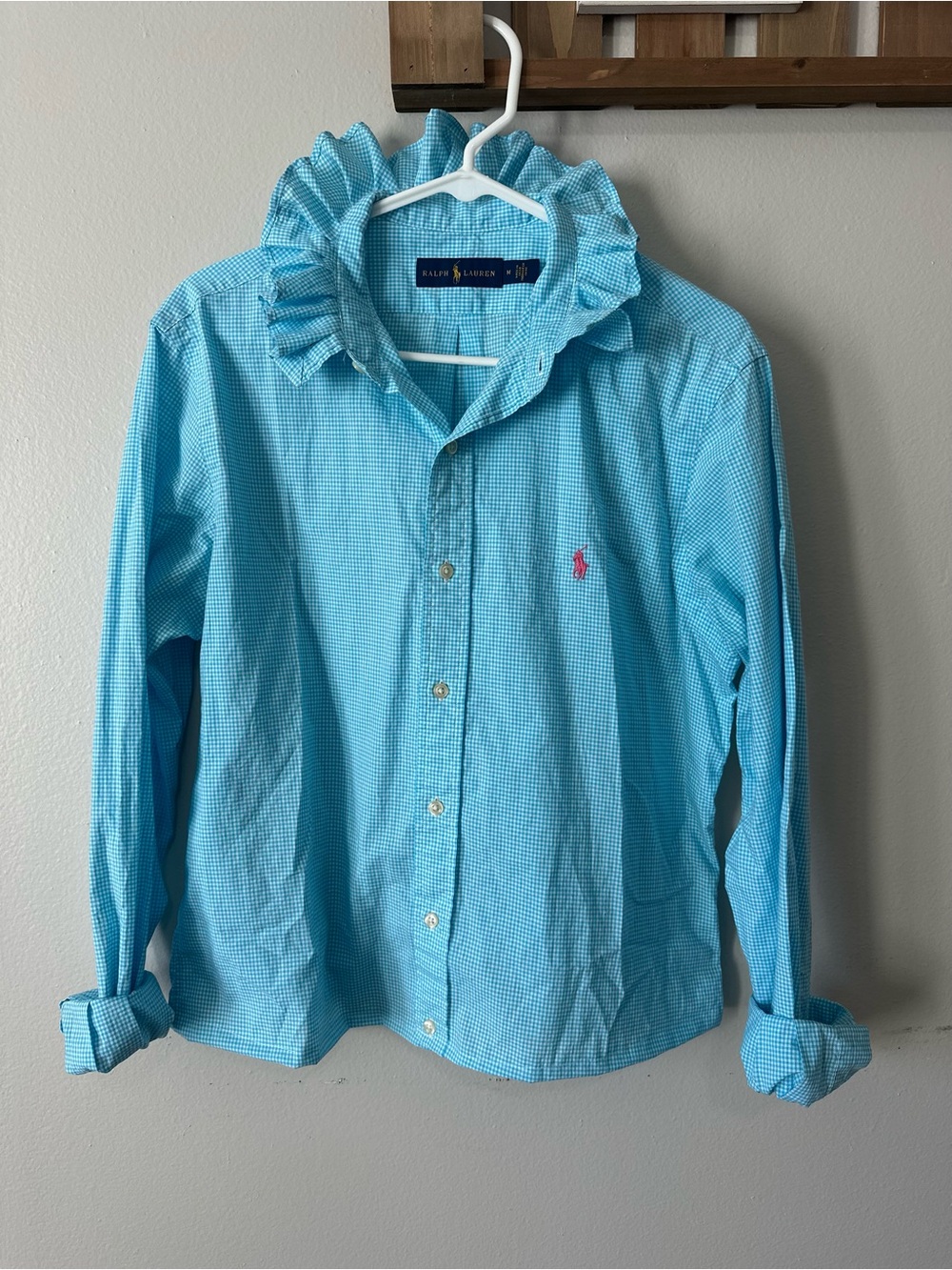 Ralph Lauren Aqua Micro-Check Button-Down Shirt